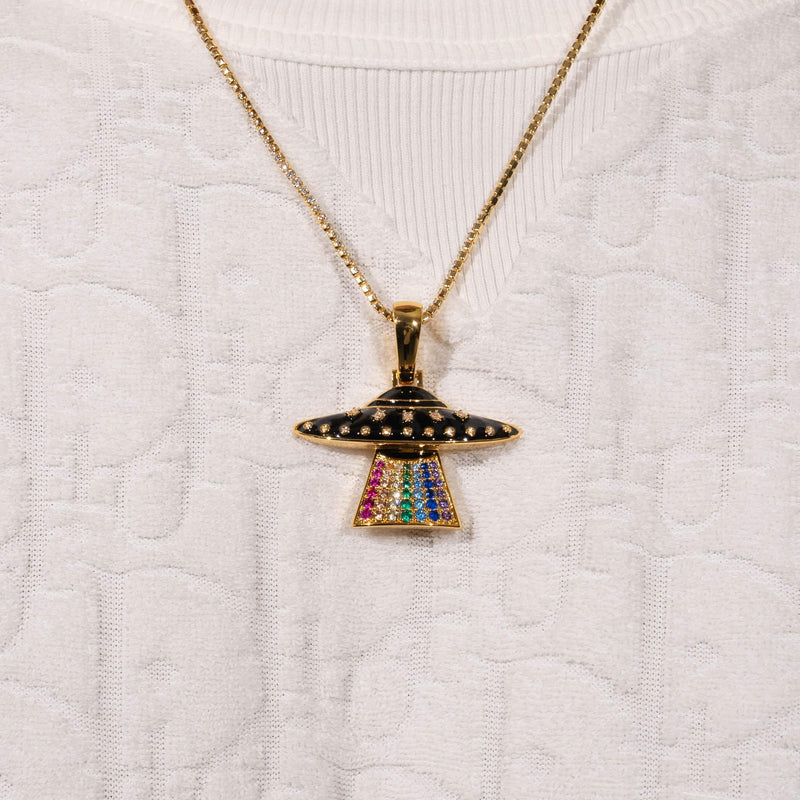 Iced UFO Pendant - Gold