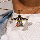 Iced UFO Pendant - Gold