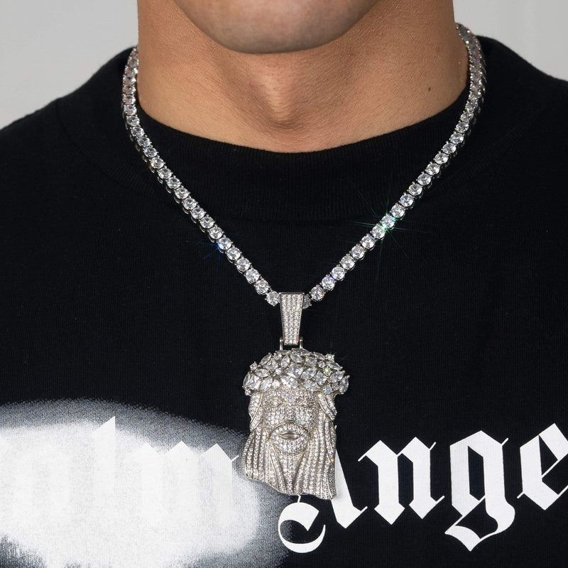 Jesus Pendant - White Gold