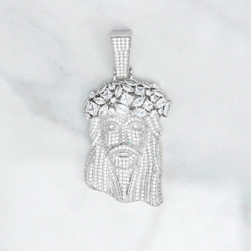 Jesus Pendant - White Gold