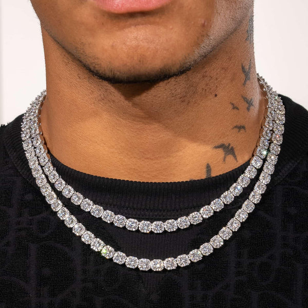 アクセサリー glitter Clustered Tennis Chain Necklace Micro Clustered Tennis Chain - White Gold – Adamans