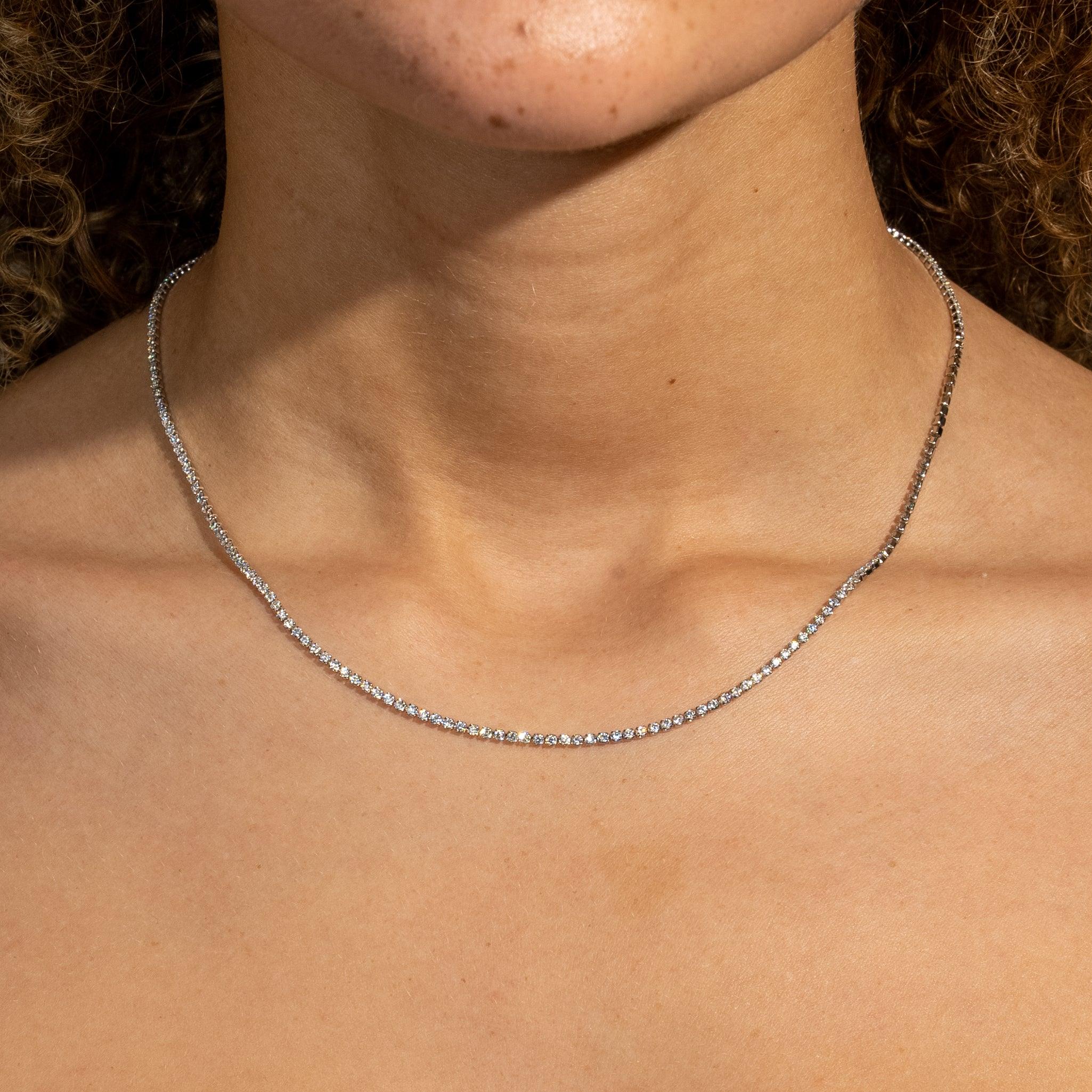 Micro Tennis Chain - White Gold | Adamans