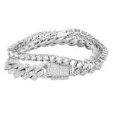 Adamans 7" Monaco Link + Tennis Bracelet Bundle - White Gold