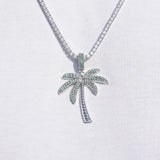 Palm Tree Pendant - White Gold - Adamans