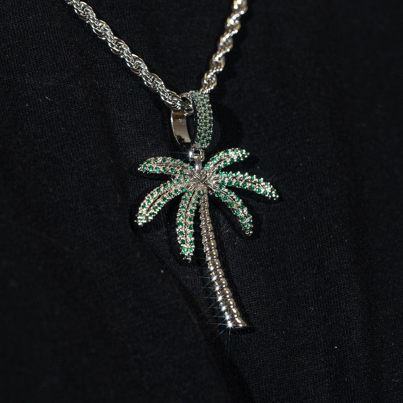 Palm Tree Pendant - White Gold - Adamans