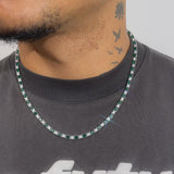 3mm WHITE & GREEN TENNIS CHAIN - WHITE GOLD