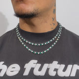 5mm WHITE & GREEN HEART TENNIS CHAIN - WHITE GOLD