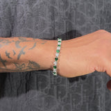 5mm WHITE & GREEN HEART TENNIS LINK BRACELET - WHITE GOLD