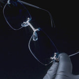 Moissanite Rimless Square Sunglasses Blue - 925 Silver - D COLOR - VVS1