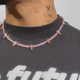 5mm PAVE SPIKE TENNIS CHAIN - PINK