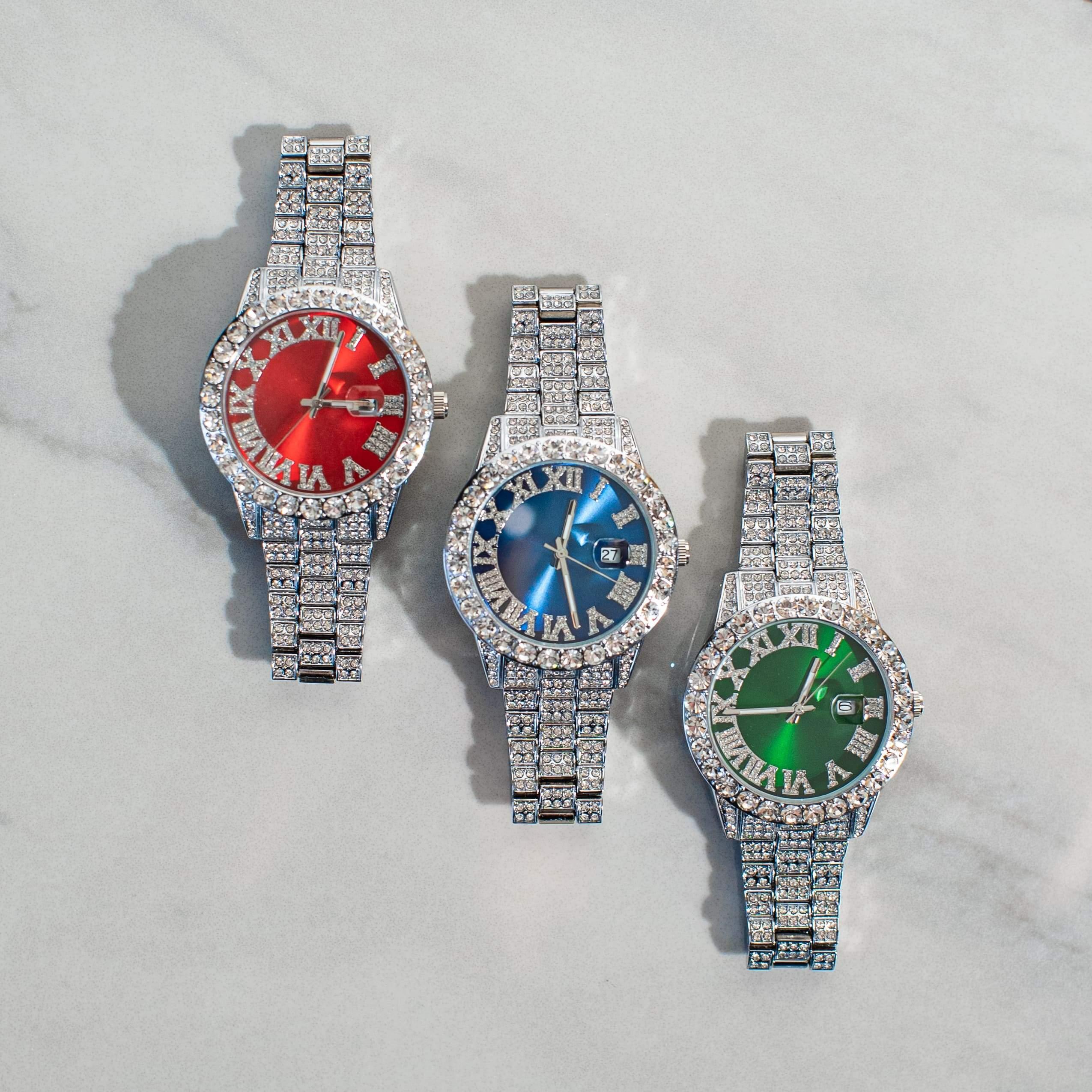 Ruby Numeral Dial Diamond Simulant Watch - Silver – ADAMANS