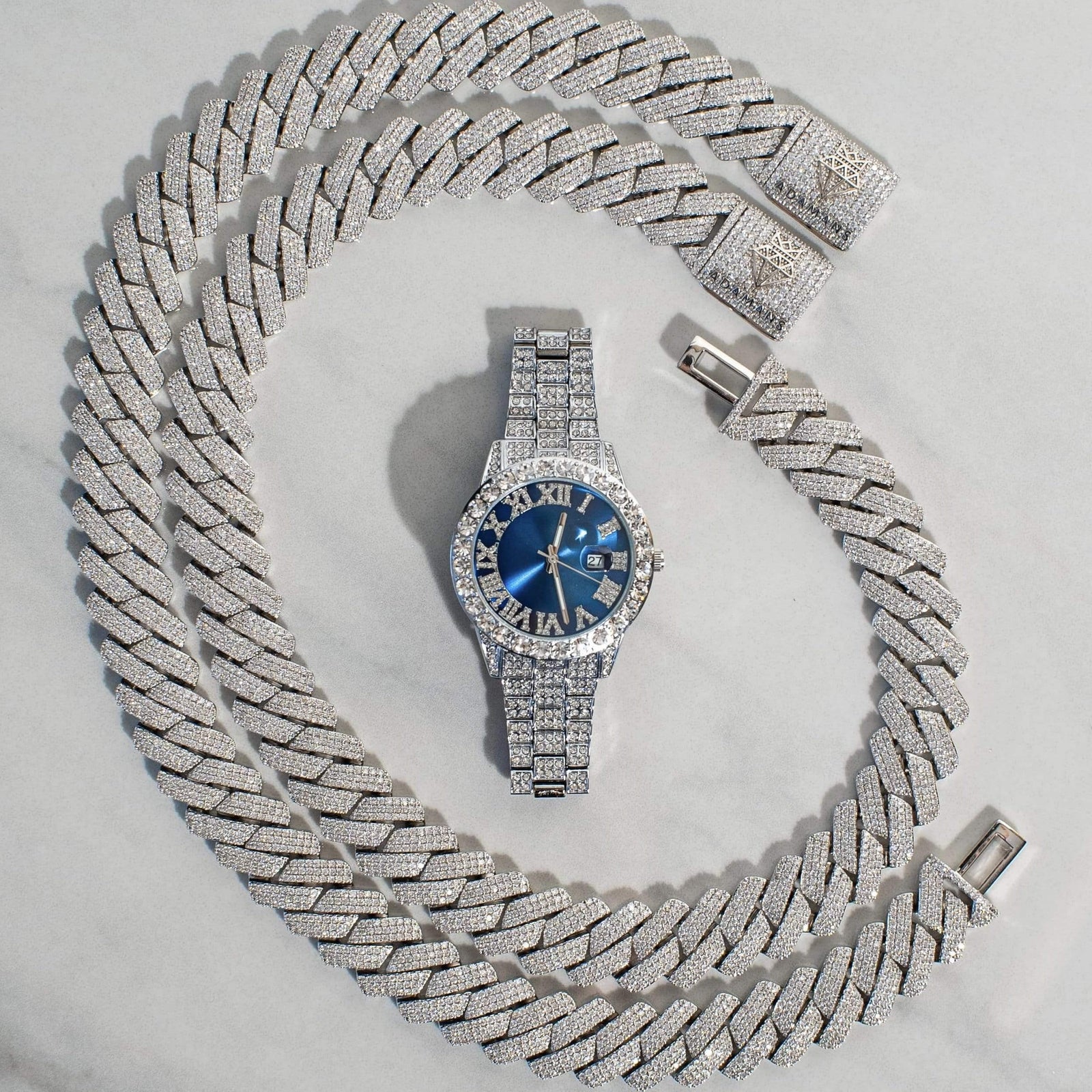 Beautiful baby blue watch white diamond simulants Diamond Gold Rolex Watch | Diamond Bezel | 31MM | Baby Blue  main image 3