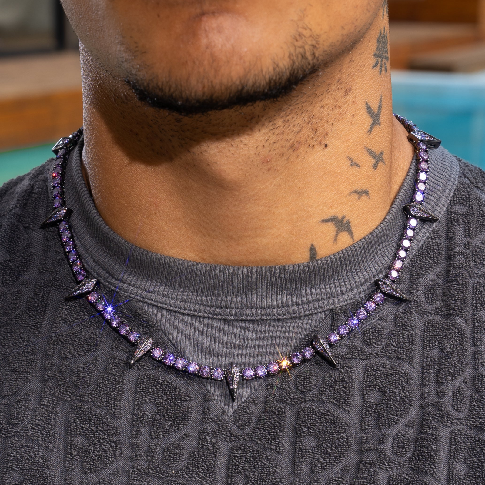 5mm PURPLE PAVE SPIKE TENNIS CHAIN – Adamans