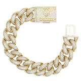 Adamans 7" 20mm Iced Cuban Bracelet - Gold