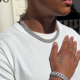 14mm Monaco Chain - White Gold