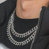 13mm Cuban Chain + Bracelet - White Gold